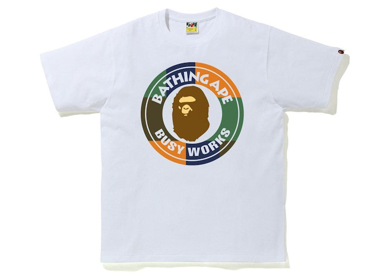 BAPE Color Block Busy Works Tee White/Orange