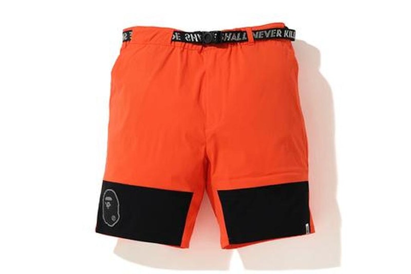 BAPE Color Block Nylon Belt Shorts Orange