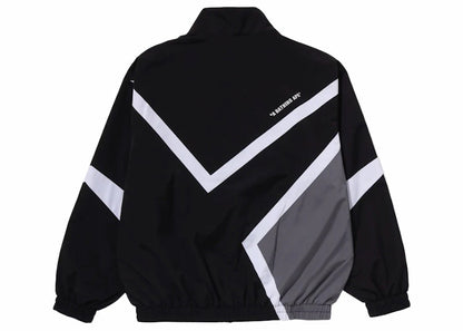 BAPE Color Blocking Metal Logo Pin Track Jacket Black