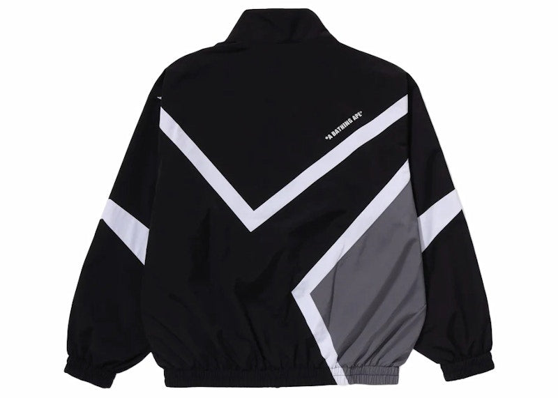 BAPE Color Blocking Metal Logo Pin Track Jacket Black