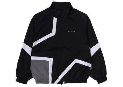 BAPE Color Blocking Metal Logo Pin Track Jacket Black