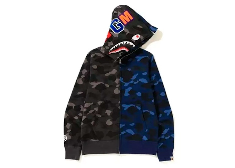 BAPE Color Camo 1/2 Shark Full Zip Hoodie Black/Navy