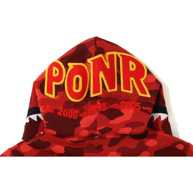 BAPE Color Camo 2nd Shark Full Zip Hoodie Red