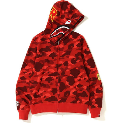 BAPE Color Camo 2nd Shark Full Zip Hoodie Red