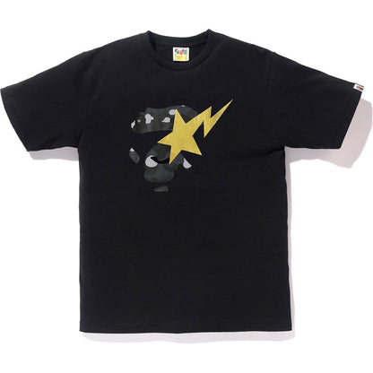 BAPE Color Camo Ape Face on Gold Bapesta Tee Black/Black