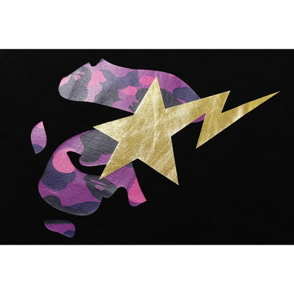BAPE Color Camo Ape Face on Gold Bapesta Tee Black/Purple