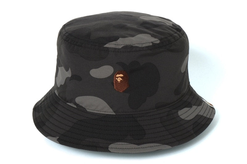 BAPE Color Camo Ape Head One Point Bucket Hat Black