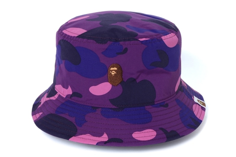 BAPE Color Camo Ape Head One Point Bucket Hat Purple
