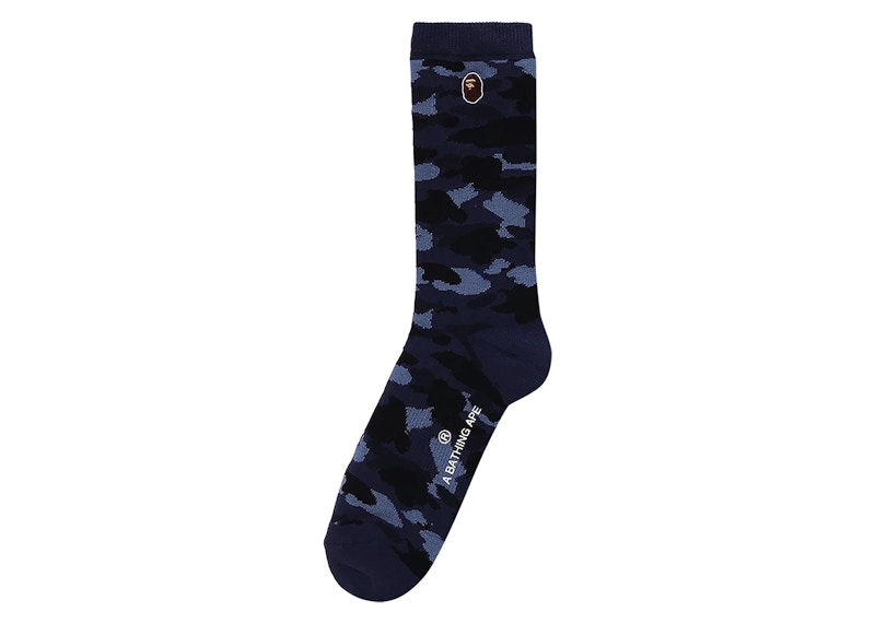 BAPE Color Camo Ape Head One Point Socks Navy