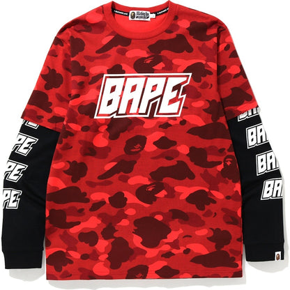 BAPE Color Camo Bape Layered L/S Tee Red