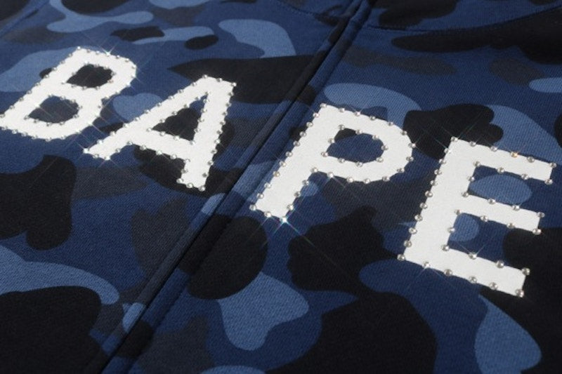 BAPE Color Camo Bape Swarovski Full Zip Hoodie Navy
