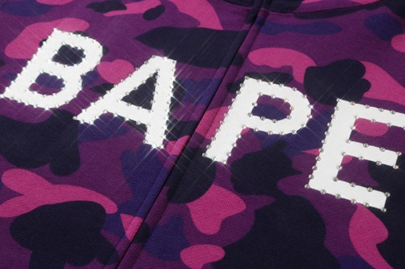 BAPE Color Camo Bape Swarovski Full Zip Hoodie Purple
