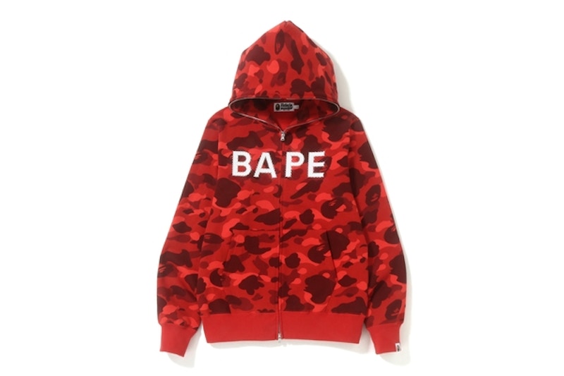 BAPE Color Camo Bape Swarovski Full Zip Hoodie Red