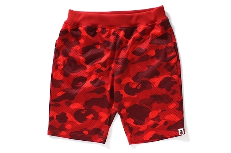 BAPE Color Camo Basketball Mesh Shorts Red