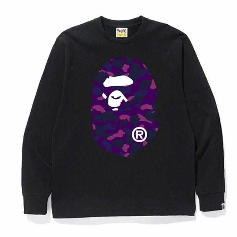 BAPE Color Camo Big Ape Head L/S Tee Black/Purple
