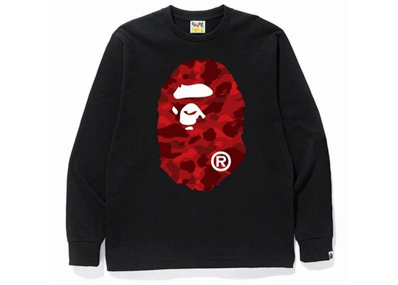 BAPE Color Camo Big Ape Head L/S Tee Black/Red/White