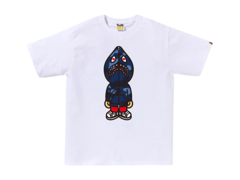 BAPE Color Camo Classic Milo Shark Tee White/Navy