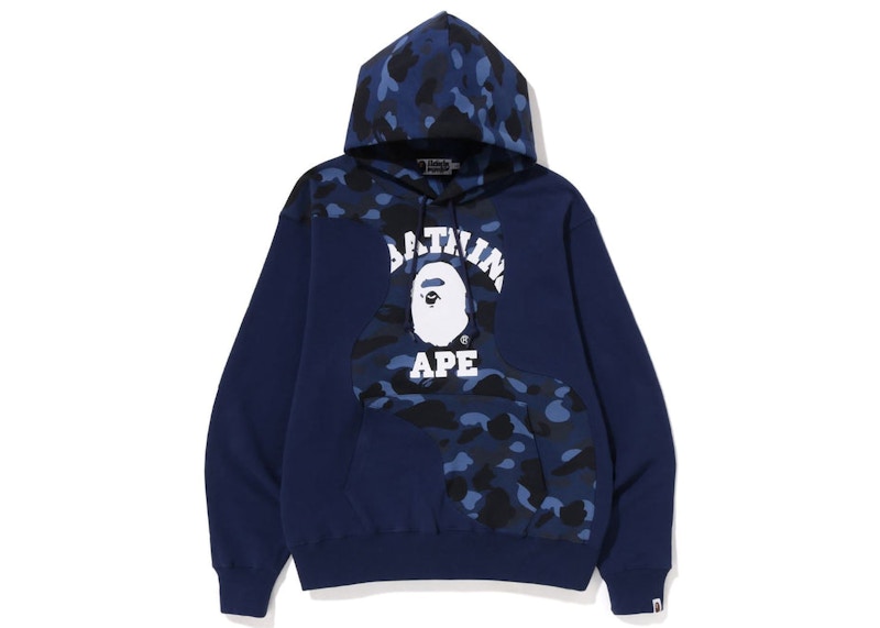 BAPE Color Camo College Cutting Relaxed Fit Hoodie Navy