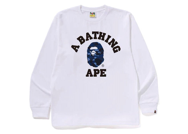 BAPE Color Camo College L/S Tee (FW24) White/Navy
