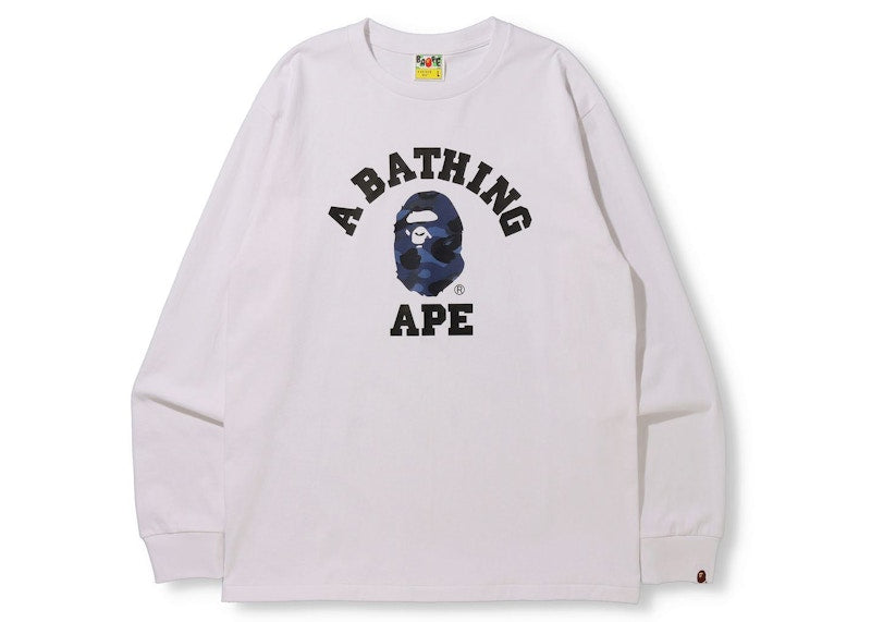 BAPE Color Camo College (Online Exclusive) L/S Tee (FW21) White/Navy
