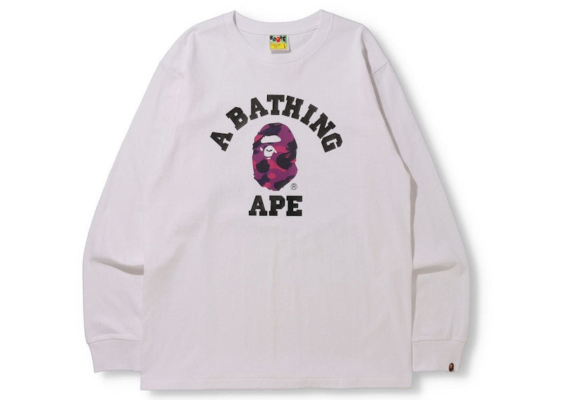 BAPE Color Camo College (Online Exclusive) L/S Tee (FW21) White/Purple