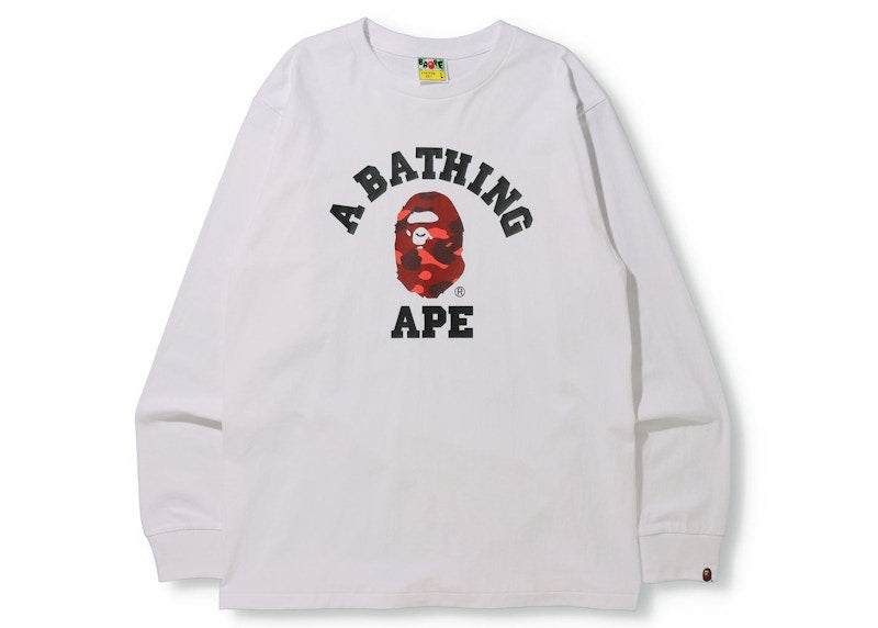 BAPE Color Camo College (Online Exclusive) L/S Tee (FW21) White/Red