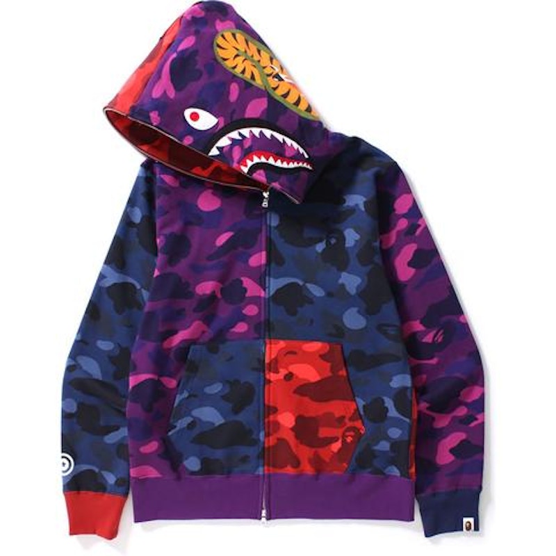 BAPE Color Camo Crazy Shark Full Zip Hoodie Multi