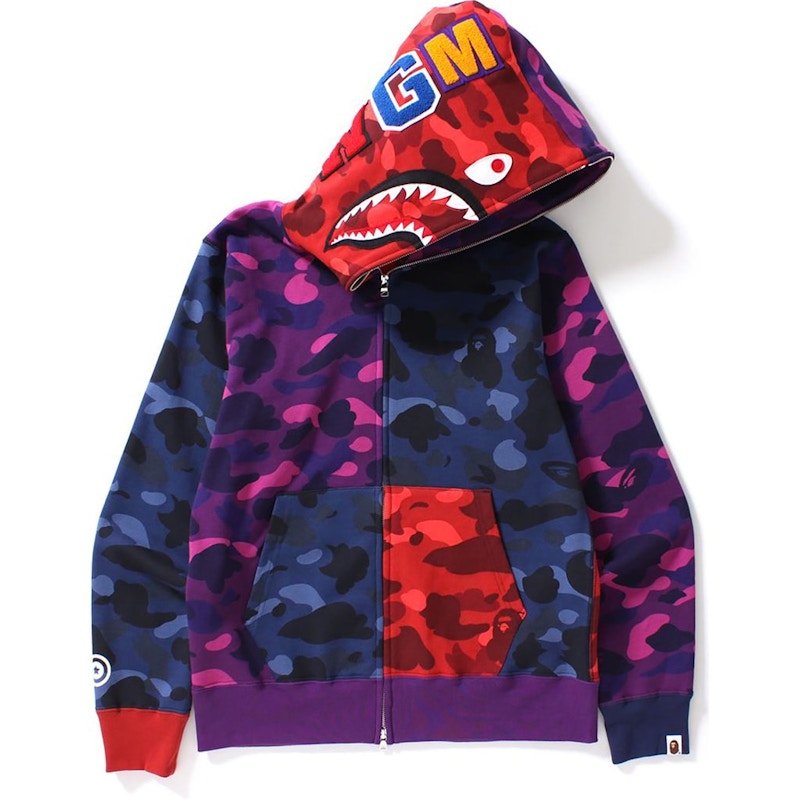 BAPE Color Camo Crazy Shark Full Zip Hoodie Multi