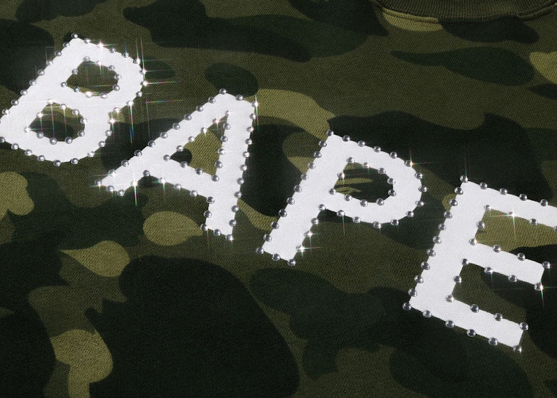 BAPE Color Camo Crystal Stone Relaxed Fit Crewneck Sweatshirt (SS22) Green