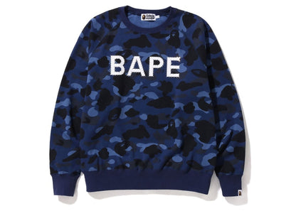 BAPE Color Camo Crystal Stone Relaxed Fit Crewneck Sweatshirt (SS22) Navy