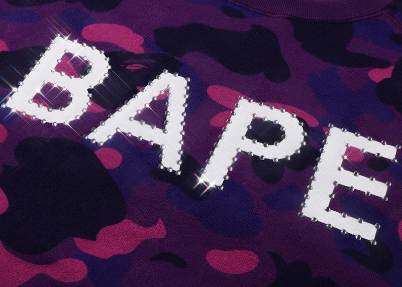 BAPE Color Camo Crystal Stone Relaxed Fit Crewneck Sweatshirt (SS22) Purple