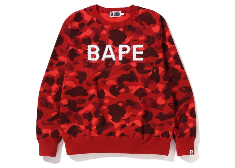 BAPE Color Camo Crystal Stone Relaxed Fit Crewneck Sweatshirt (SS22) Red