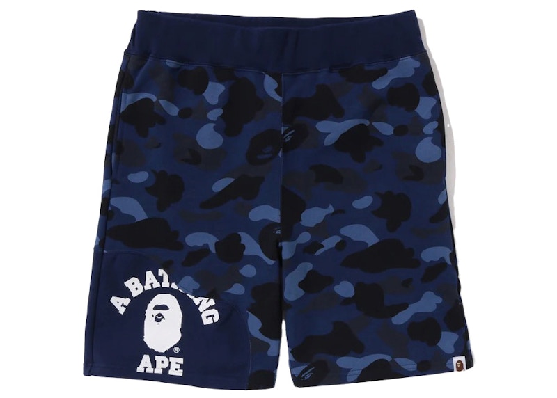 BAPE Color Camo Cutting Sweat Shorts Navy