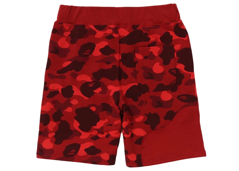 BAPE Color Camo Cutting Sweat Shorts Red