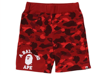 BAPE Color Camo Cutting Sweat Shorts Red