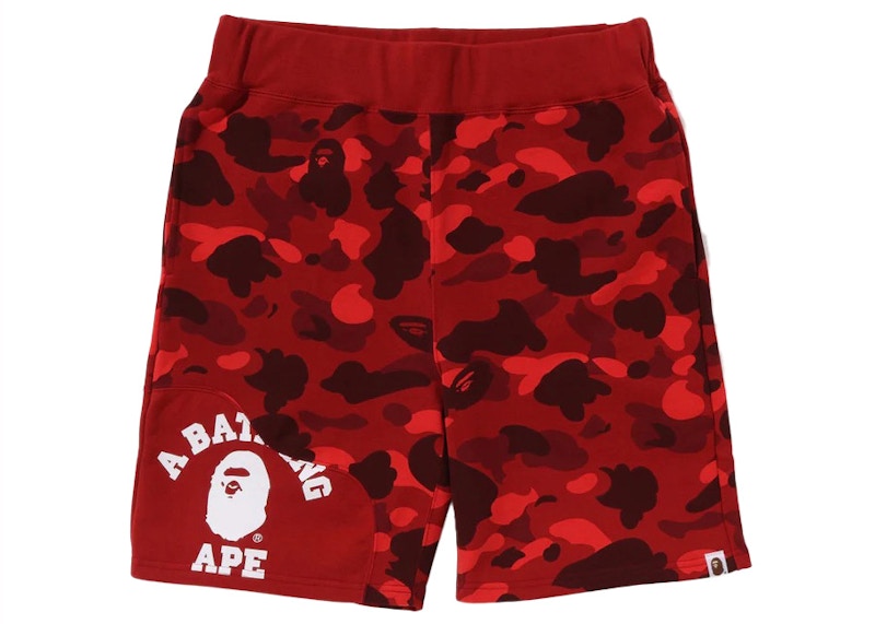 BAPE Color Camo Cutting Sweat Shorts Red