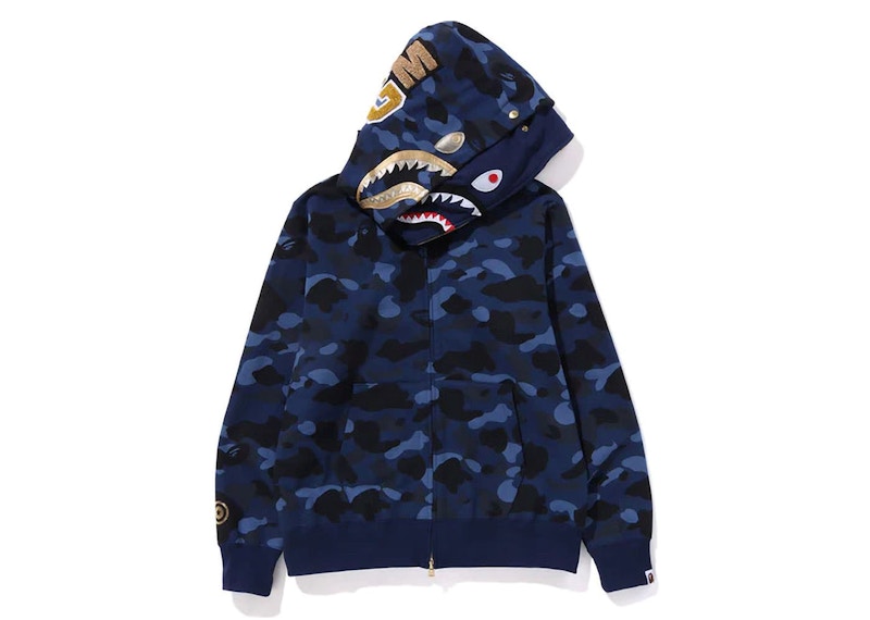 BAPE Color Camo Double Shark Full Zip Hoodie (SS24) Navy
