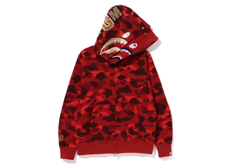 BAPE Color Camo Double Shark Full Zip Hoodie (SS24) Red