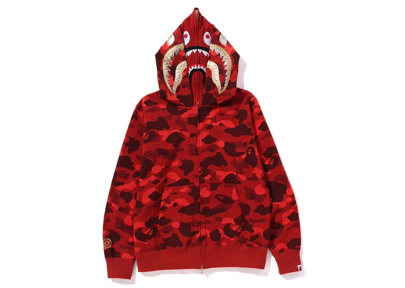 BAPE Color Camo Double Shark Full Zip Hoodie (SS24) Red