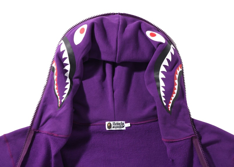 BAPE Color Camo Giant Shark Loose Fit Full Zip Hoodie Purple