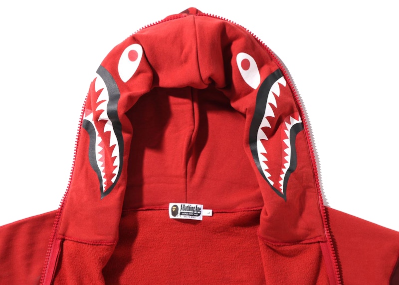 BAPE Color Camo Giant Shark Loose Fit Full Zip Hoodie Red