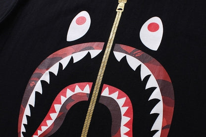 BAPE Color Camo Gold Zip Shark Tee Black/Red