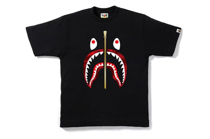 BAPE Color Camo Gold Zip Shark Tee Black/Red