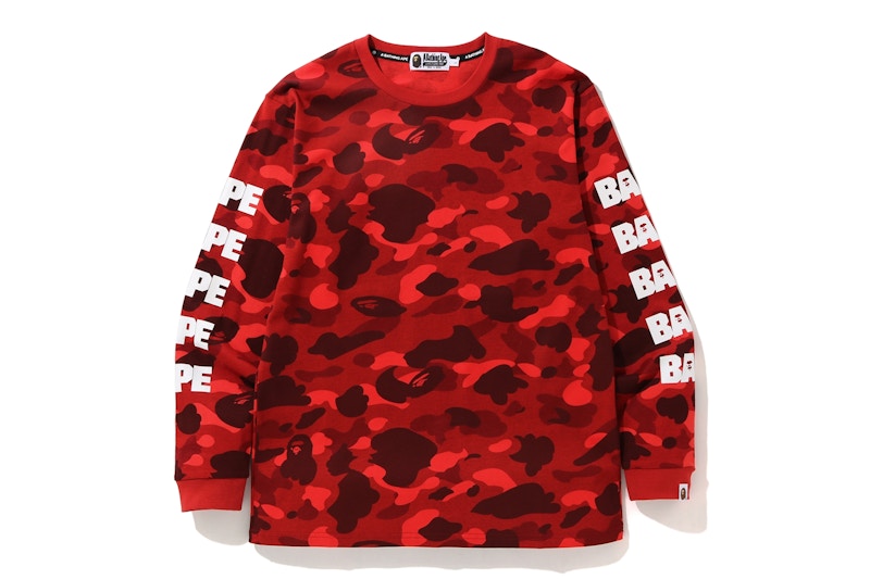 BAPE Color Camo Hunting L/S Tee Red