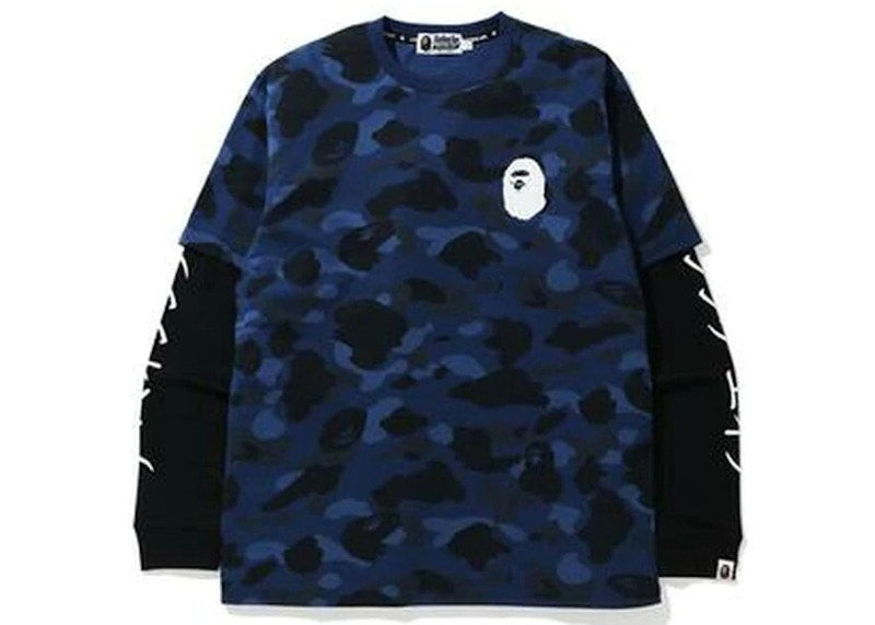 BAPE Color Camo Katakana Layered LS Tee Blue