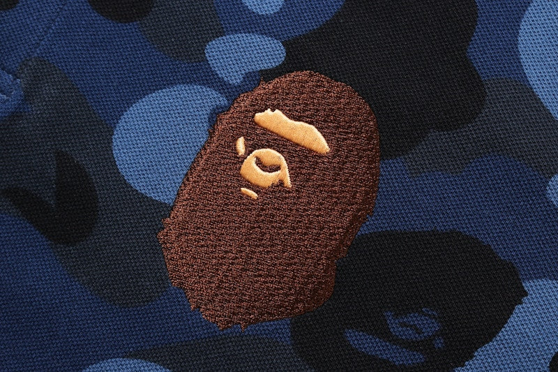 BAPE Color Camo Large Ape Head Polo Blue