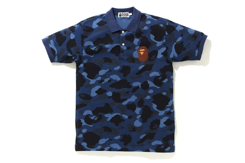 BAPE Color Camo Large Ape Head Polo Blue
