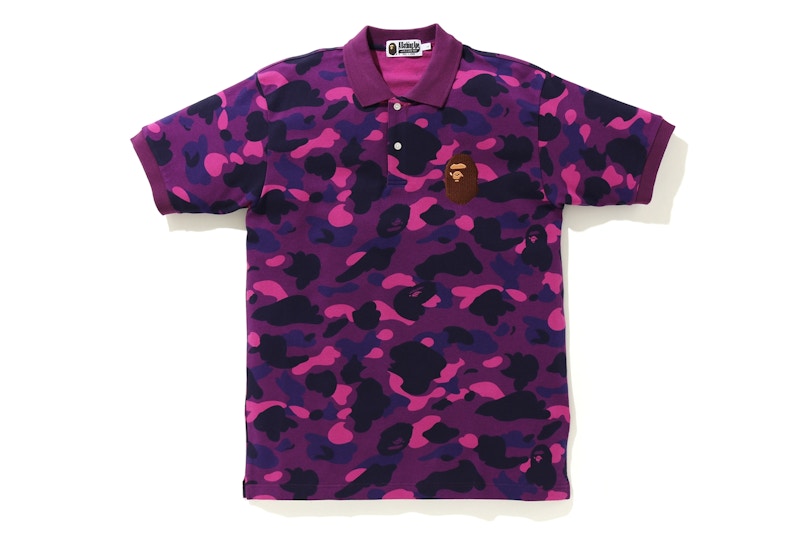 BAPE Color Camo Large Ape Head Polo Purple