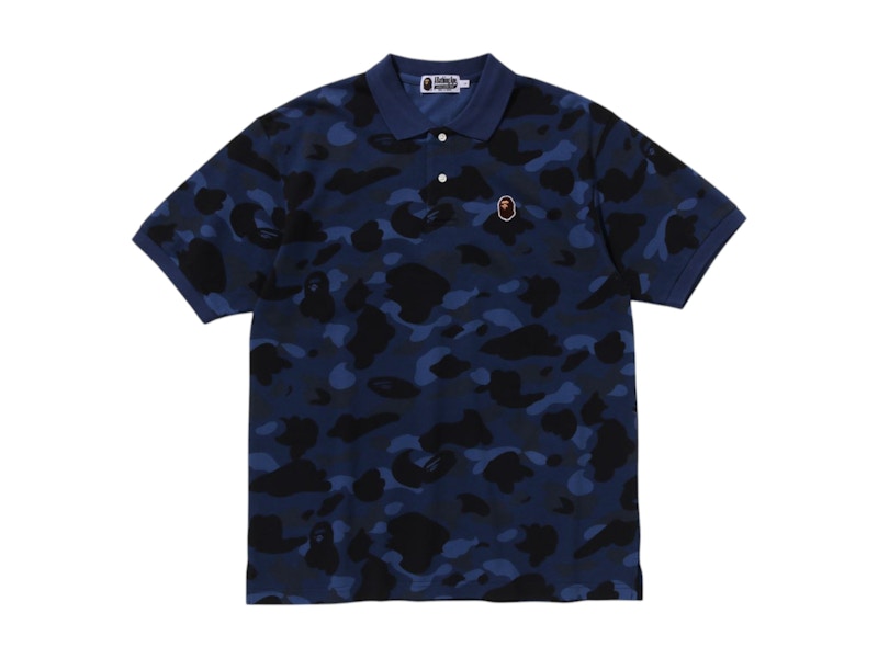 BAPE Color Camo Large Ape Head Relaxed Fit Polo Shirt Navy