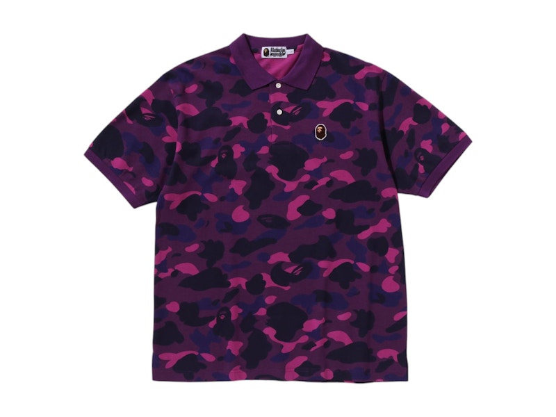 BAPE Color Camo Large Ape Head Relaxed Fit Polo Shirt Purple